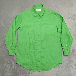 Westbound Shirt Womens PM Green 100% Linen Long Sleeve Button Up‎ Casual Classic